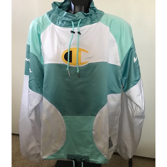 Champion Big C Pullover Jacket Green/White/Yellow - Picture 3 of 8